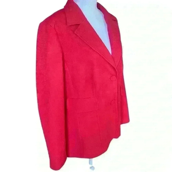 Coldwater Creek Women’s Single Breasted Blazer Size 16 Red Textured Classic Work - Picture 4 of 11